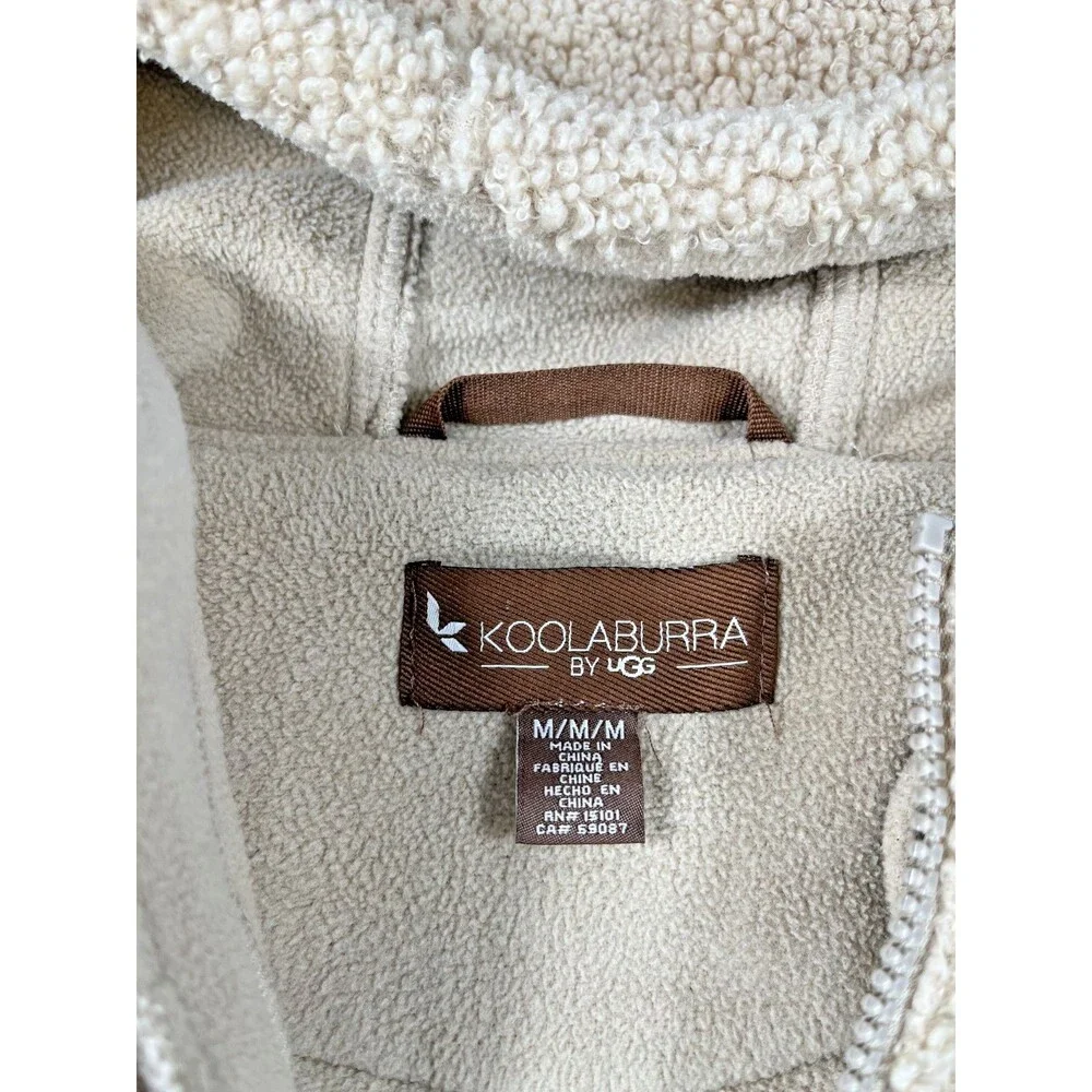 Koolaburra by UGG Womens Bonded Fleece Cinch Waist Hooded Jacket Tan M